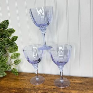 3 Tiffin Twilight Blue Alexandrite Purple Violet Dichromatic 6.5" Tall Goblets